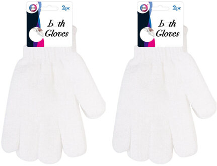 Did Scrub washandjes - 4x st - wit - one size - volwassenen - was handschoenen