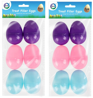 Did Set van 12x stuks kunststof surprise paaseitjes multi-kleur 6 cm