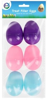 Did Set van 6x stuks kunststof surprise paaseitjes multi-kleur 6 cm