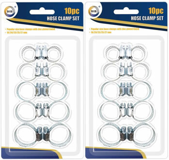 Did Slangklemmen set van 20x stuks - in 5 formaten - slangen vastzetten/afklemmen