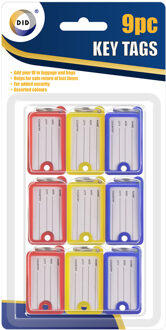 Did Sleutelhanger labels - 9x - gekleurd - met etiket/schrijfvakje - sleutellabels