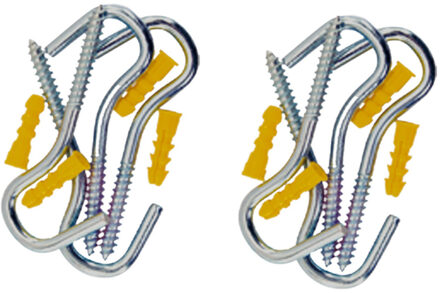 Did Stalen schroefhaken / ophanghaken - 20x stuks - 10 cm - met plug 8 mm