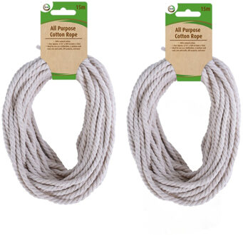 Did Touw/koord 15 meter - 2x - wit - 100% katoen - DIY - knutselen