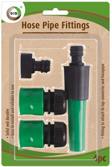 Did Tuinslang koppelingen/opzetstukken set - 4-delig - groen/zwart