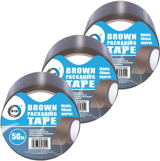 Did verpakkingstape bruin 3 stuks 50 meter x 48 mm - Tape (klussen)