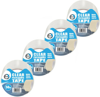 Did verpakkingstape transparant 4 stuks 50 meter x 48 mm