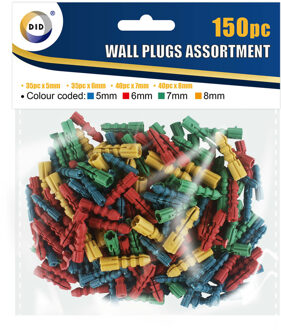 Did wand pluggen / muurpluggen - 150x stuks - pluggenset - Klussen - mix kleuren - 4 formaten