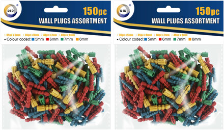 Did wand pluggen / muurpluggen - 300x stuks - pluggenset - Klussen - mix kleuren - 4 formaten