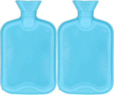 Did Warmwaterkruik - 2x - met rubberen hoes - blauw - 2L - kruik