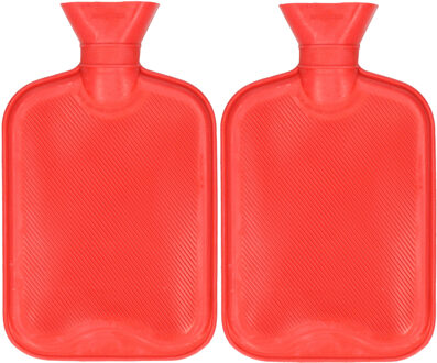 Did Warmwaterkruik - 2x - met rubberen hoes - rood - 2L - kruik