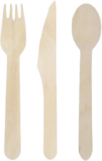 Did Wegwerp bestek - vorken lepels en messen - 300x stuks - hout