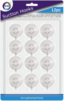 Did Zuignappen met haakjes - 12x st - D3 cm - transparant - kunststof - ophanghaakjes