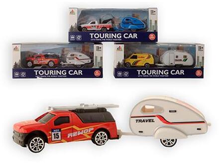 Die-cast Auto met caravan 15cm Multikleur