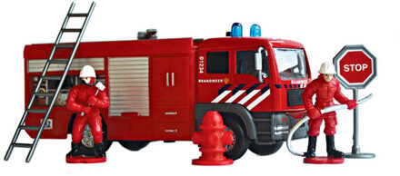 Die Cast Brandweerwagen met figuren, licht en geluid Rood