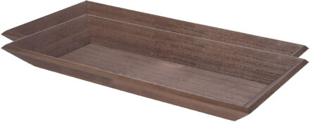 Dienblad - 2x stuks - rechthoekig - L40 x B20,5 x H3,7 cm - hout - Kaarsenonderzetter - kaarsenbord