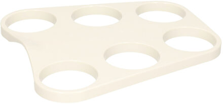 Dienblad/bekerhouder voor 6 bierglazen - wit - kunststof