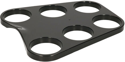 Dienblad/bekerhouder voor 6 bierglazen - zwart - kunststof - biertrays