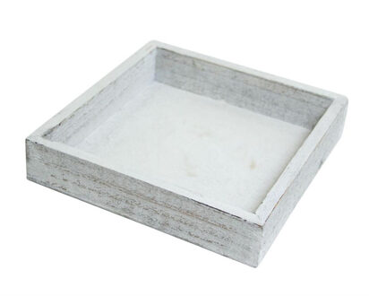 Dienblad/kaarsenbord - hout - L30 x B30 x H3 - vierkant - white wash hout