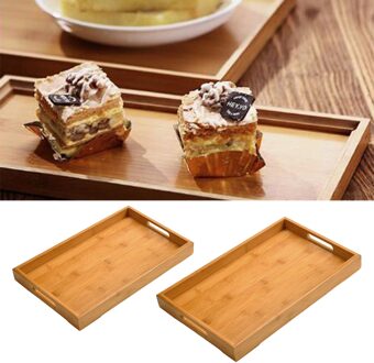 Dienblad Met Handvat, Bamboe Voedsel Koffie Thee Platter Organisatoren Lade, snack Snoep Dessert Plaat Voor Ontbijt Keuken 38x25x5cm