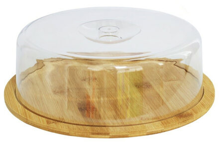 dienblad met stolp - bamboe - rond 28 cm - serveerplank/kaasplank