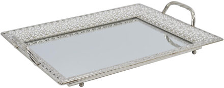 dienblad Mirror - sierlijk metaal - rechthoek - 42x32 cm - zilver - kaarsenbord