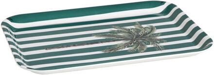 Dienblad Palmboom Groen/wit - 43x32 Cm - Melamine - Groen#Wit