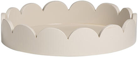 Dienblad Scallop - Off-white - Ø25 Cm - MDF - Crème