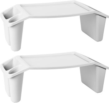 Dienblad/schoottafel - 2x - wit - kunststof - 60 x 31 x 20 cm
