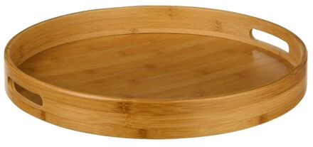 Dienblad - serveerblad - bamboe - bruin - met handvaten - D40 cm