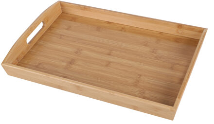 Dienblad/serveerblad Breakfast - rechthoek - bamboe hout - 44 x 29 x 4 cm - met handvaten