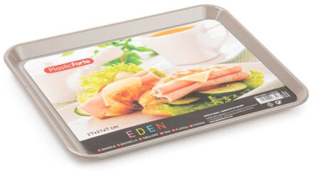 dienblad/serveerblad - Kunststof - 27 x 21 cm - taupe - kopjes en glazen tray