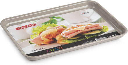 dienblad/serveerblad - Kunststof - 29 x 20 cm - taupe - kopjes en glazen tray