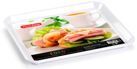 dienblad/serveerblad - Kunststof - 35 x 24 cm - wit - kopjes en glazen tray
