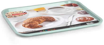 dienblad/serveerblad - Kunststof - 41 x 31 cm - mintgroen - kopjes en glazen tray