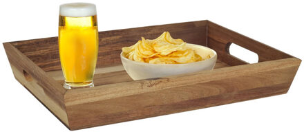 dienblad van Acacia hout - 32 x 23 x 5 cm - bruin - Hoge opstaande rand
