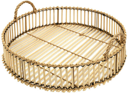 dienblad van bamboe - Rond - 40 x 6 cm - naturel - hoge opstaande rand