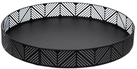 Dienblad - zwart - D30 cm - metaal - rond - met rand - kaarsen dienbladen - plateaus