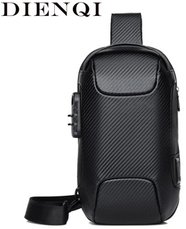 DIENQI Carbon Fiber Men Shoulder Bag 2020 Multifunction Sling Bag Waterproof Side Cross Body Bag Male Travel Personal Pock Bag