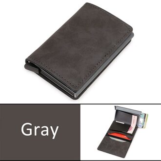 Dienqi Rfid Koolstofvezel Credit Kaarthouder Mannen Portefeuilles Zwarte Korte Purse Man Trifold Leather Slim Dunne Mini Portemonnee Smart walet grijs