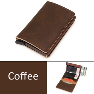 Dienqi Rfid Koolstofvezel Credit Kaarthouder Mannen Portefeuilles Zwarte Korte Purse Man Trifold Leather Slim Dunne Mini Portemonnee Smart walet koffie