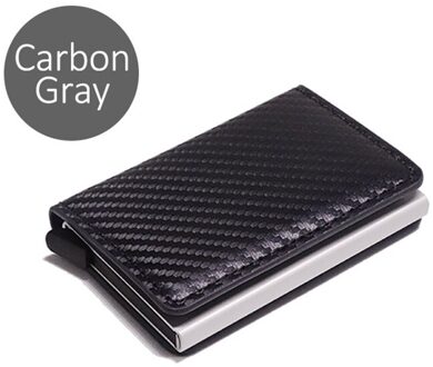 Dienqi Rfid Koolstofvezel Credit Kaarthouder Mannen Portefeuilles Zwarte Korte Purse Man Trifold Leather Slim Dunne Mini Portemonnee Smart walet koolstof grijs