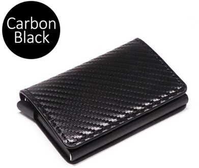 Dienqi Rfid Koolstofvezel Credit Kaarthouder Mannen Portefeuilles Zwarte Korte Purse Man Trifold Leather Slim Dunne Mini Portemonnee Smart walet koolstof zwart