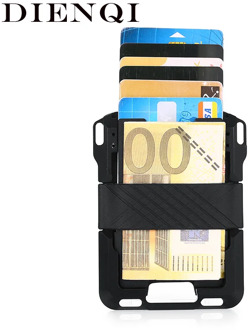 DIENQI Rfid New Card Men Money Clip Front Pocket Wallets Billfold Leather Metal Mini Male Purse Case Money Case Bag Wholesale