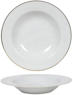 Diepbord wit/goud rand Ø21cm doos a 6