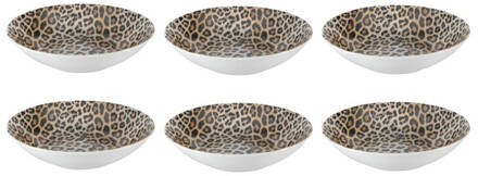 Diepe Borden Leopard ø 21 cm - 6 Stuks Bruin