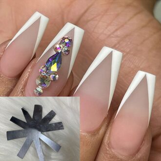Diepe Ovale Franse Nail Edge Cutter Roze & Wit Acryl Gel Nagels Knippen Manicure Tool V frans