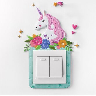 Dier Eenhoorn Flamingo Cover Cartoon Room Decor 3D Muur Siliconen Aan-uit Schakelaar Lichtgevende Lichtschakelaar Outlet Muur Sticker eenhoorn 2