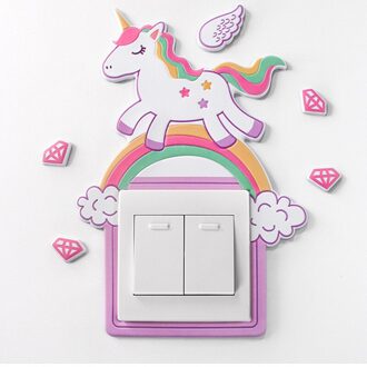 Dier Eenhoorn Flamingo Cover Cartoon Room Decor 3D Muur Siliconen Aan-uit Schakelaar Lichtgevende Lichtschakelaar Outlet Muur Sticker