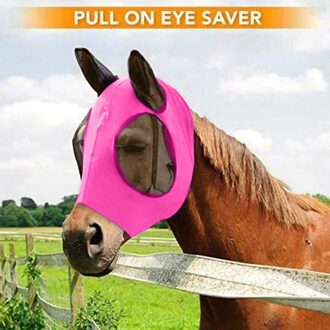 Dier Paard Anti-Fly Mesh Equine Maks Comfort Fit Fly Masker Beschermt Ogen En Oren Mascara Gezicht Protectora heet roze