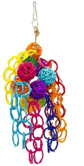 Dierbenodigdheden Touw Grappige Kleurrijke PU Lederen Opknoping Vogel Speelgoed Veilig String Papegaai Kauwen Bijten Rotan Bal